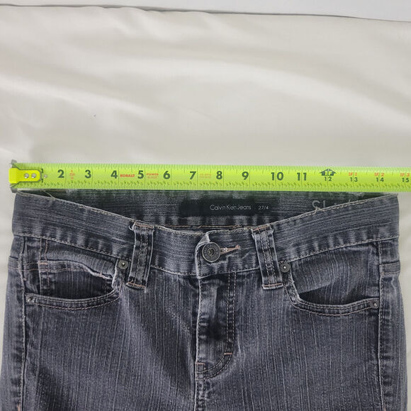 Calvin Klein Jeans Womens 4 Black Denim Mid Rise Skinny Leg Dark Wash W29 x L28 - Picture 3 of 16